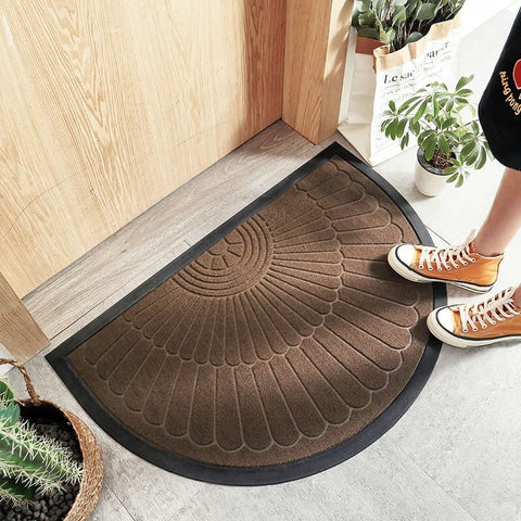 Tapis D'entrée Demi-Lune Caoutchouc Marron / 50x80cm