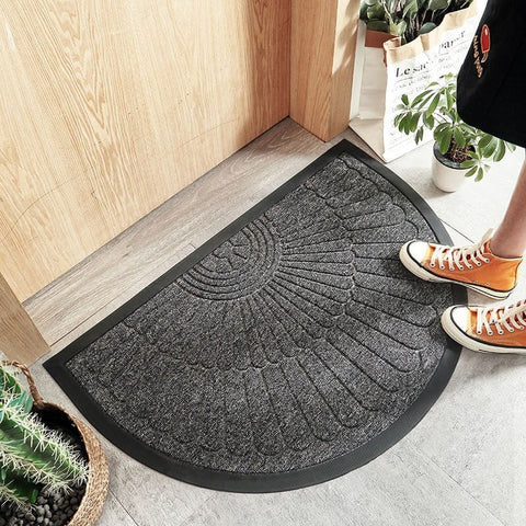 Tapis D'entrée Demi-Lune Caoutchouc Gris / 50x80cm